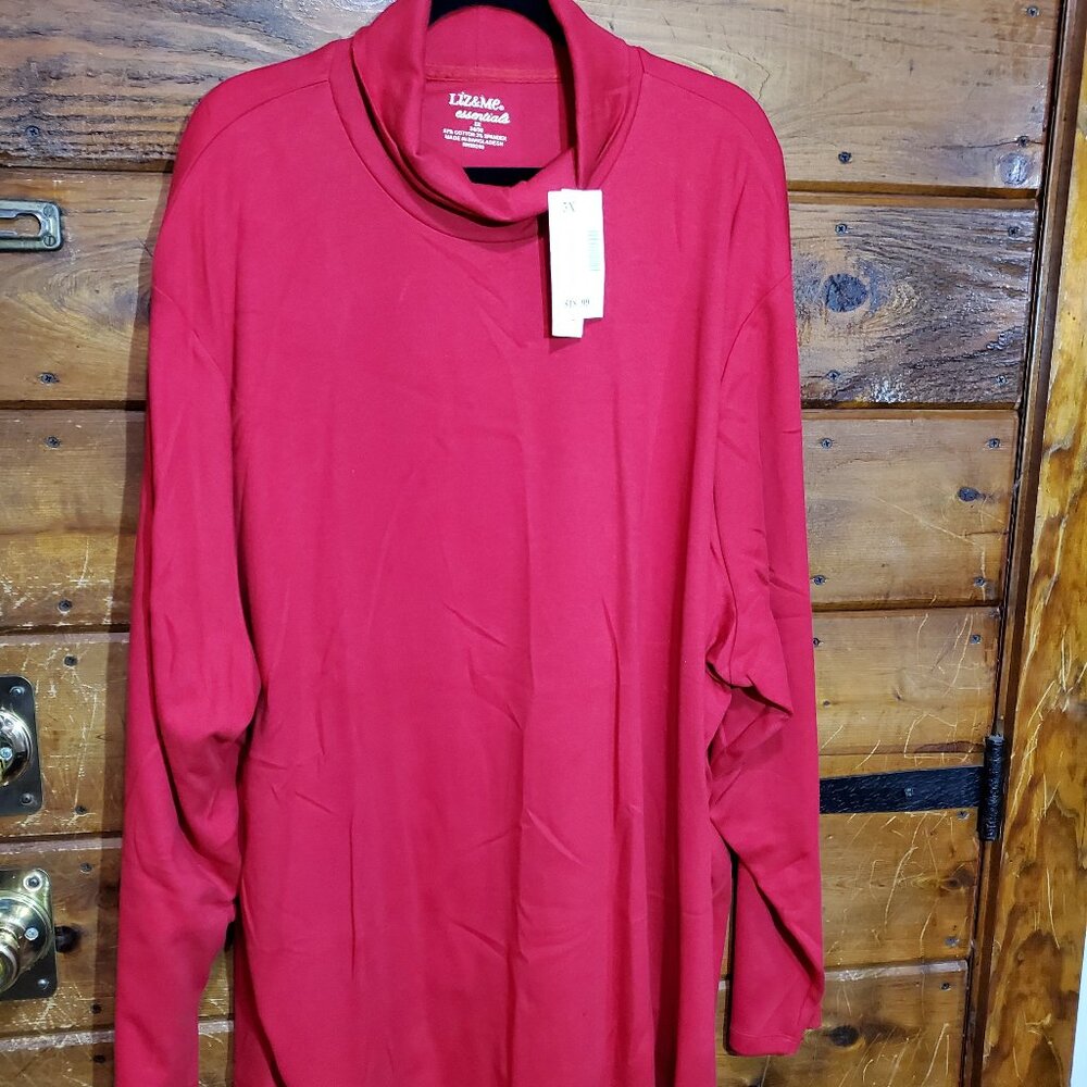 Woman's Plus Size Red Turtle Neck Shirt